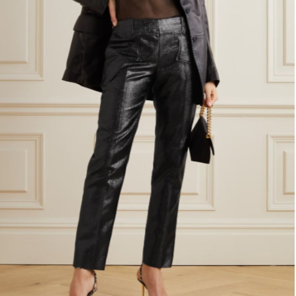 Tom Ford Lame Straight-Leg Pants | Luxe Metallic | Size 42it (6-8) | NWT